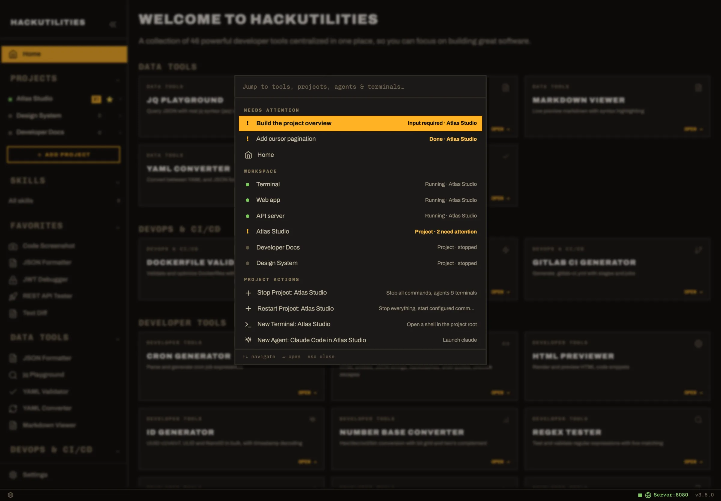 HackUtilities: Command palette