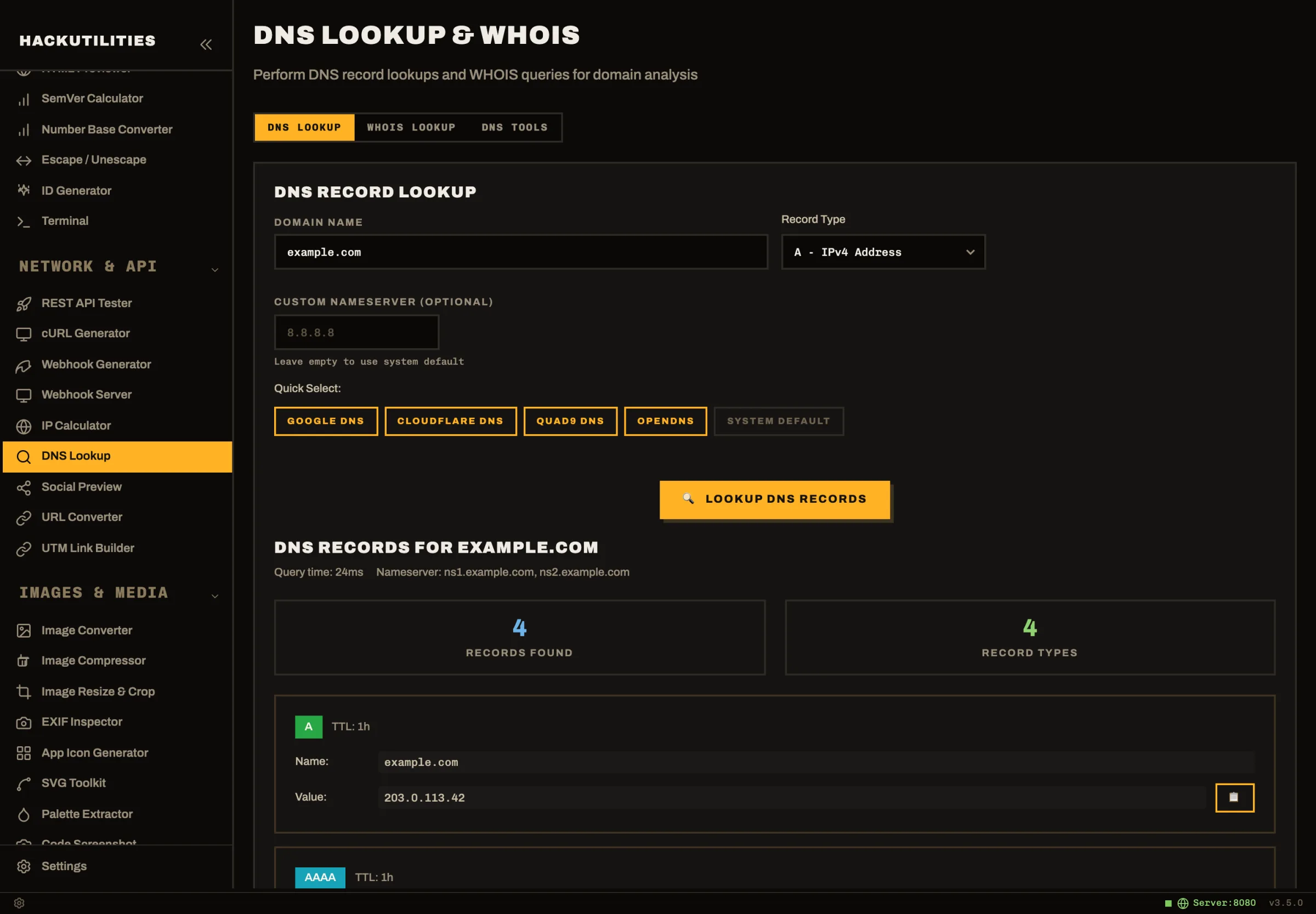 HackUtilities: DNS Lookup