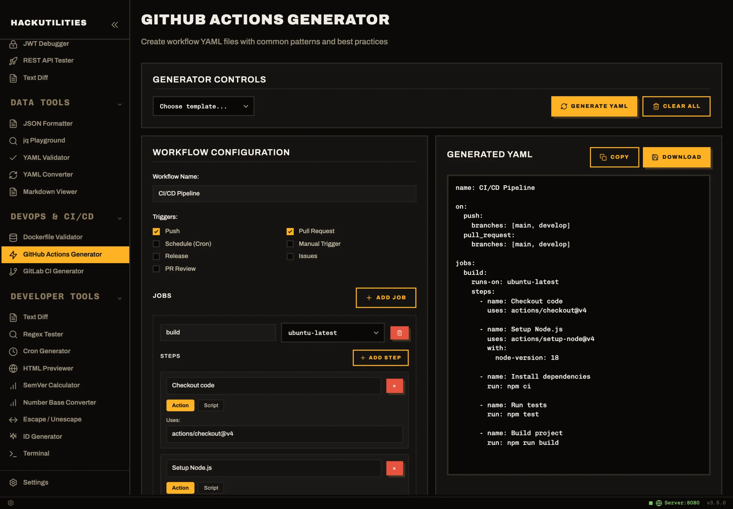 HackUtilities: GitHub Actions Generator