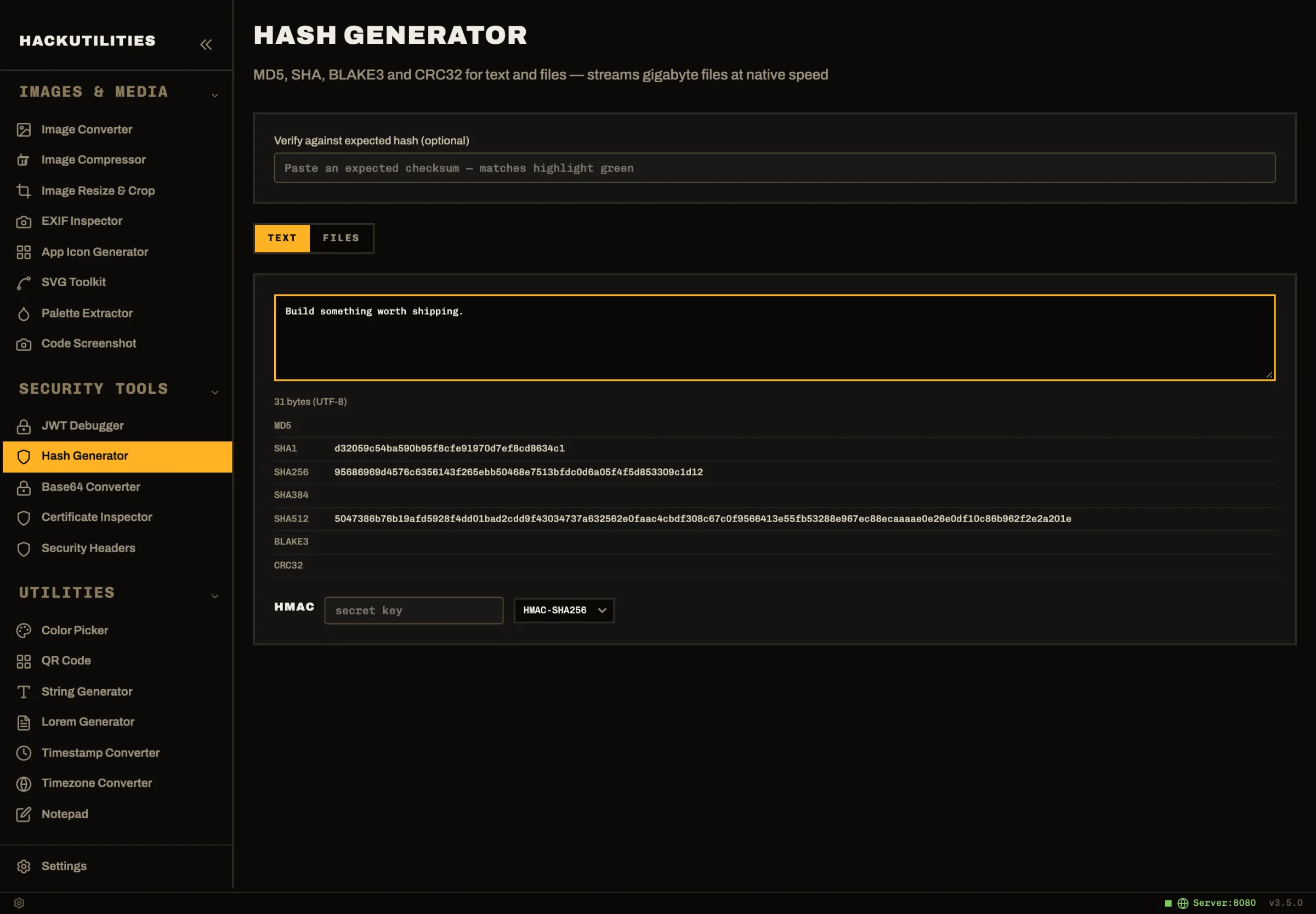HackUtilities: Hash Generator