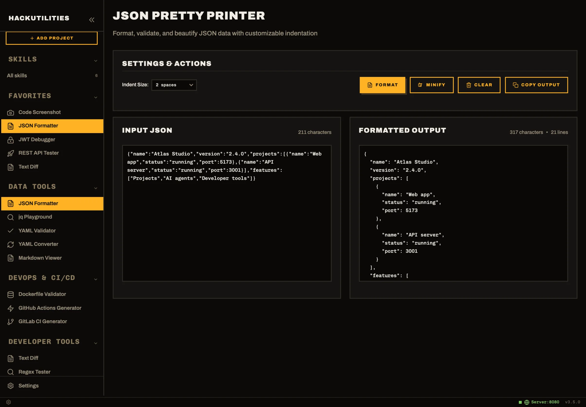 HackUtilities: JSON Formatter