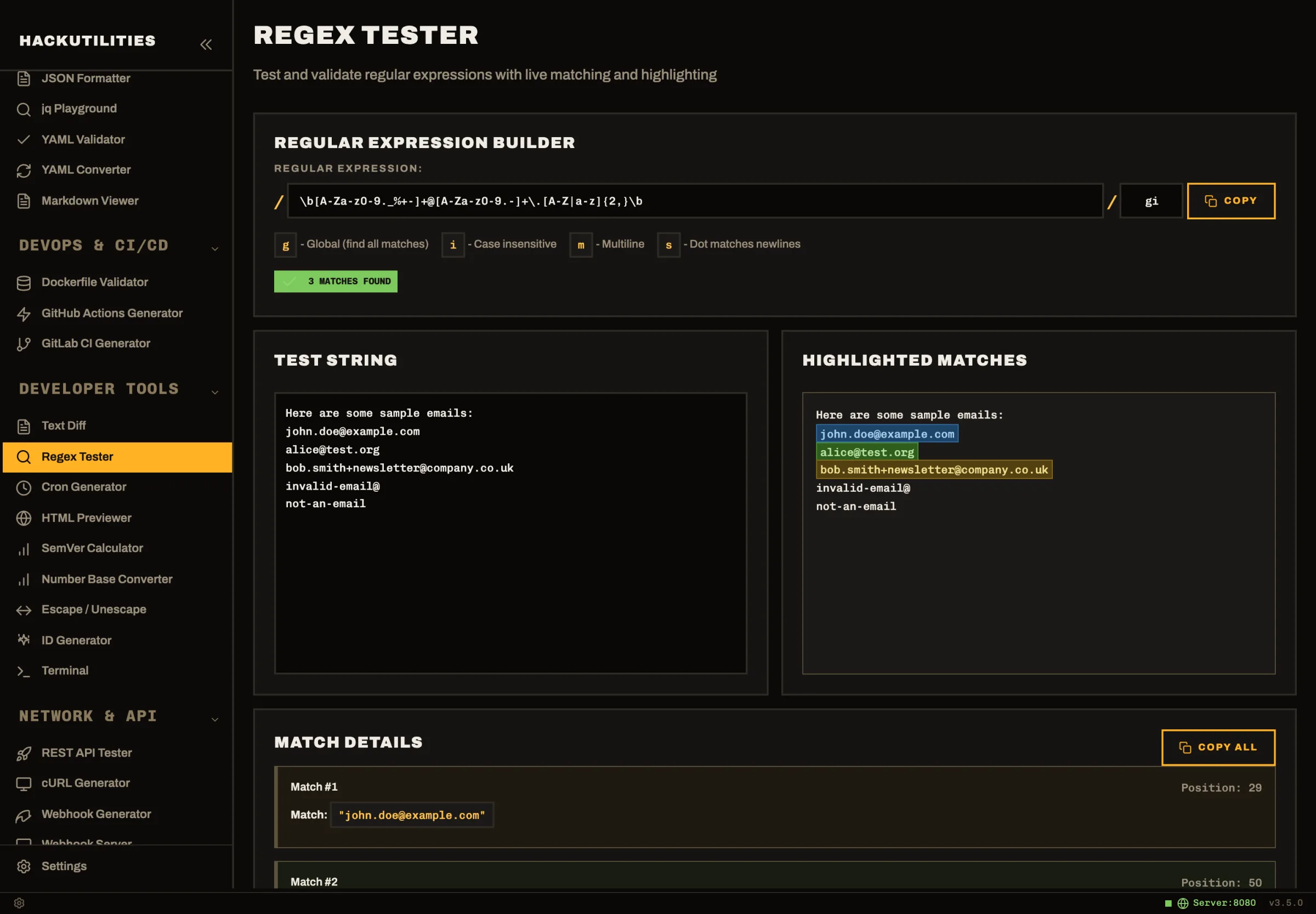 HackUtilities: Regex Tester