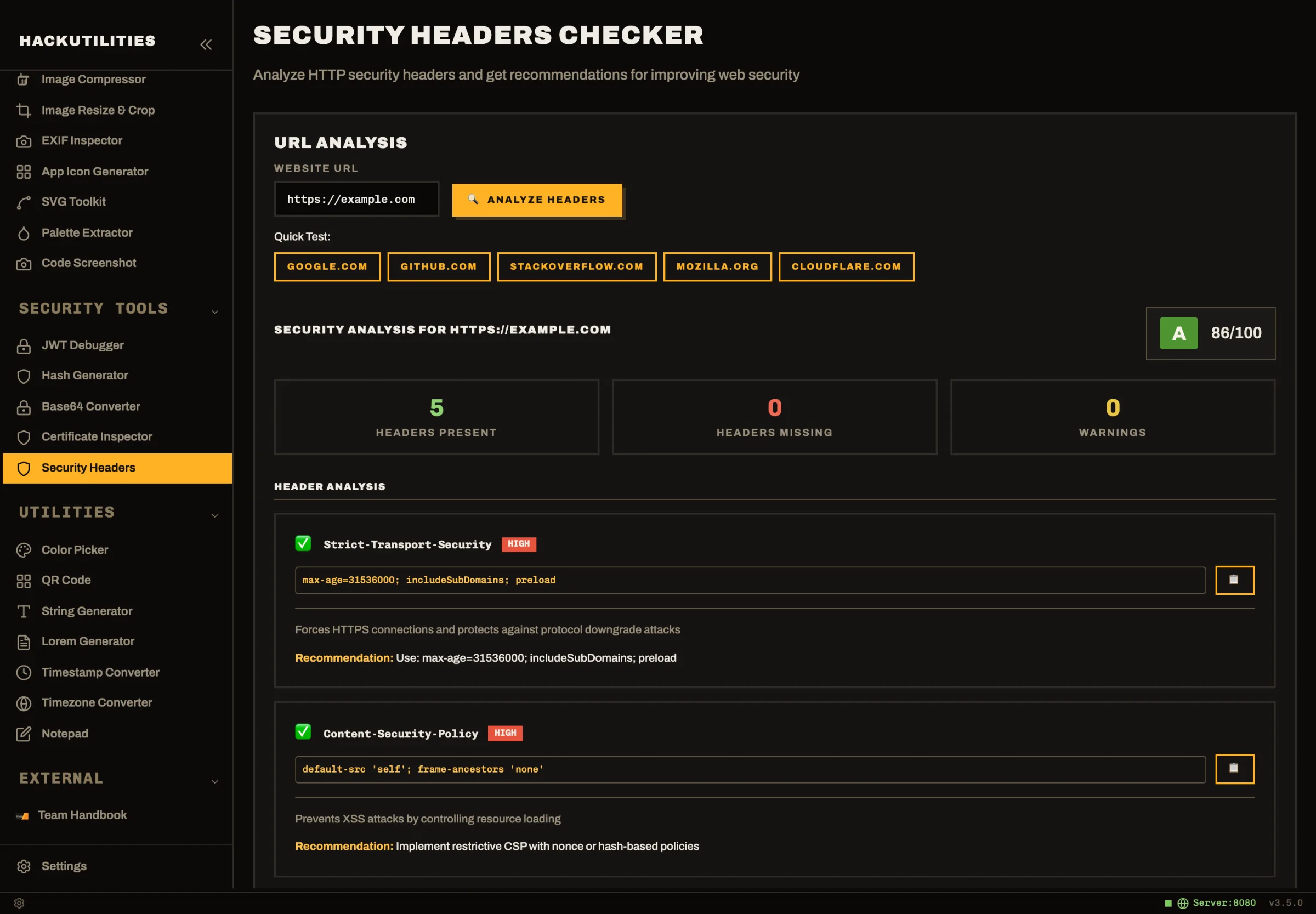 HackUtilities: Security Headers