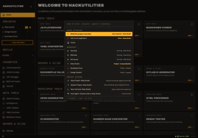 HackUtilities: Command palette