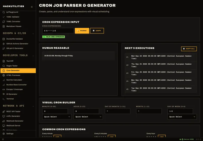 Cron Generator in HackUtilities