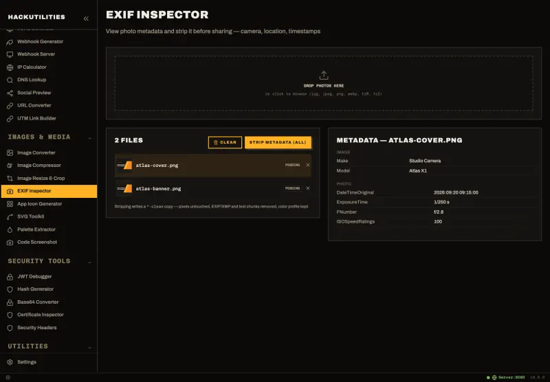EXIF Inspector in HackUtilities