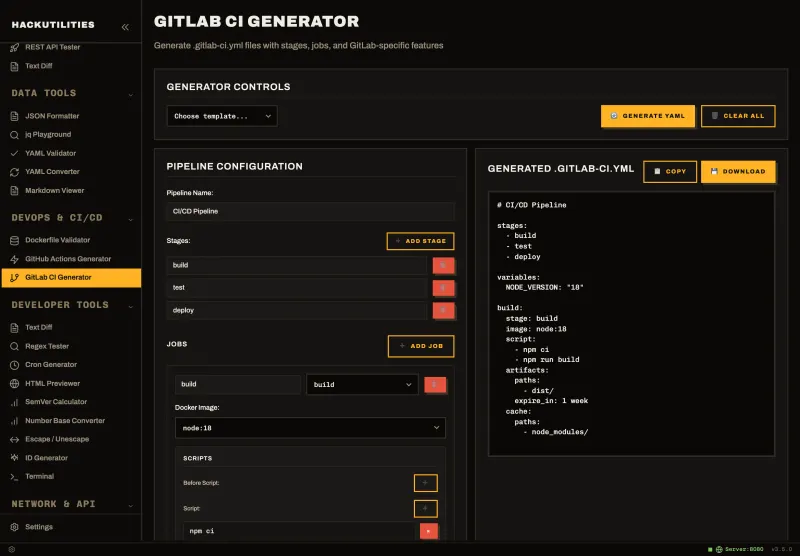 GitLab CI Generator in HackUtilities