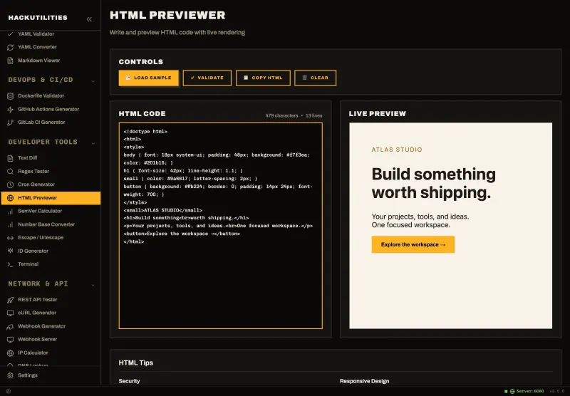 HTML Previewer in HackUtilities