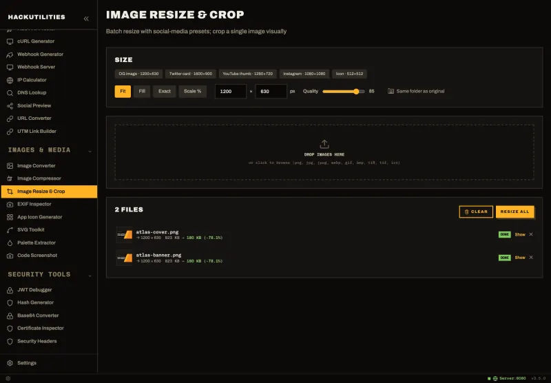 Image Resize & Crop in HackUtilities