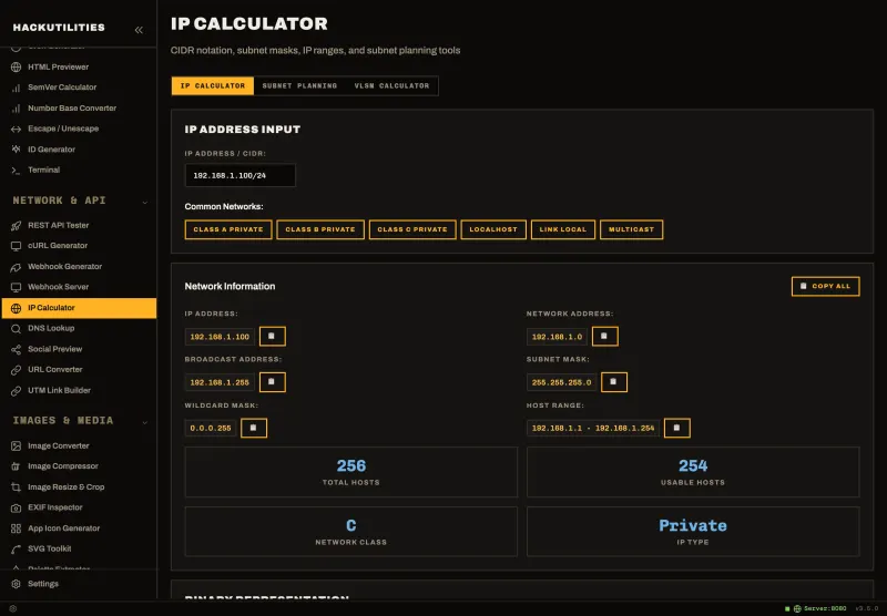 IP Calculator in HackUtilities