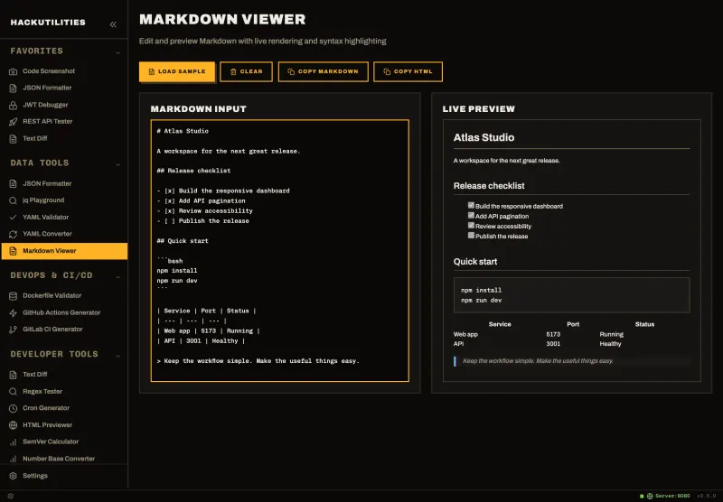 Markdown Viewer in HackUtilities