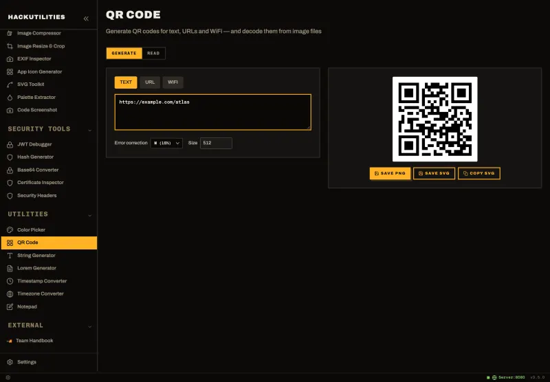 QR Code in HackUtilities