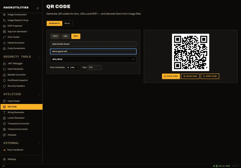 HackUtilities: WiFi QR code