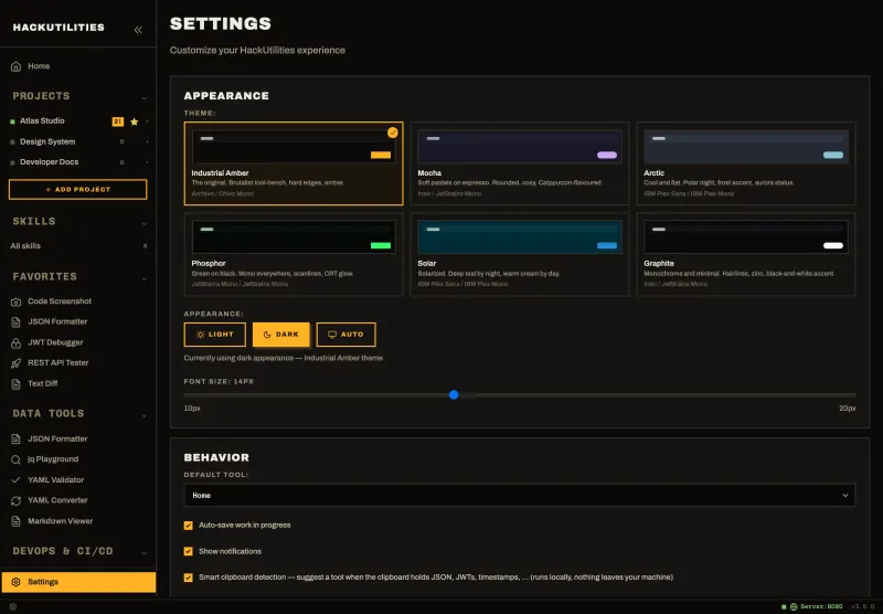 HackUtilities: Appearance and behavior