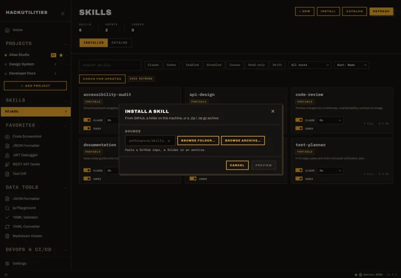 HackUtilities: Install a skill