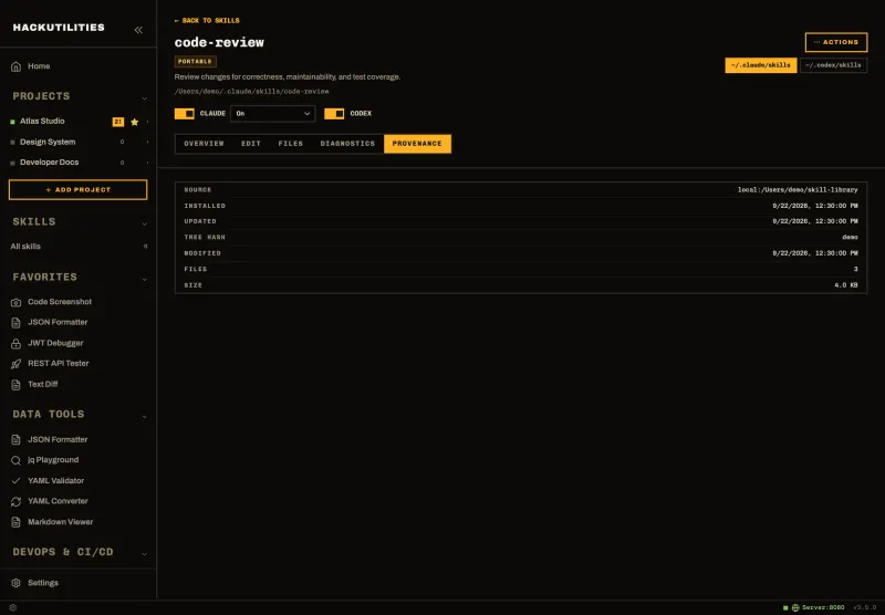 HackUtilities: Skill provenance