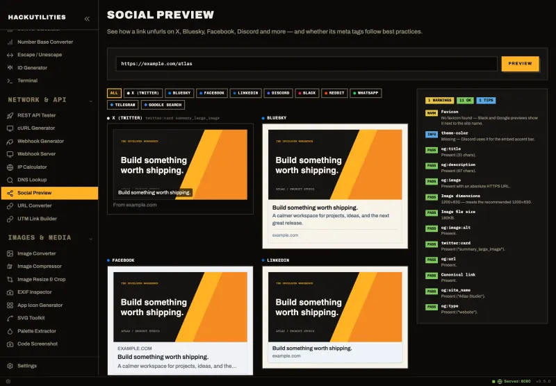 Social Preview in HackUtilities