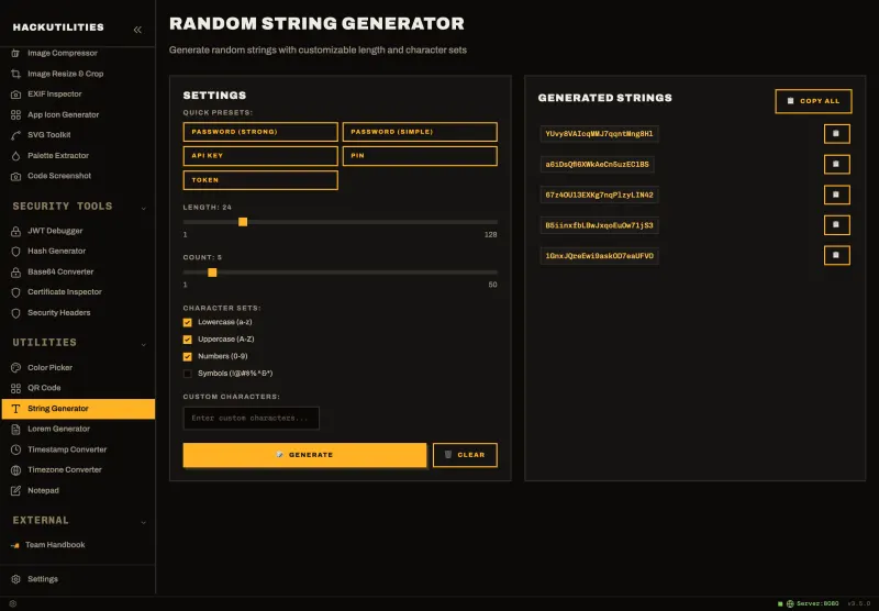 String Generator in HackUtilities