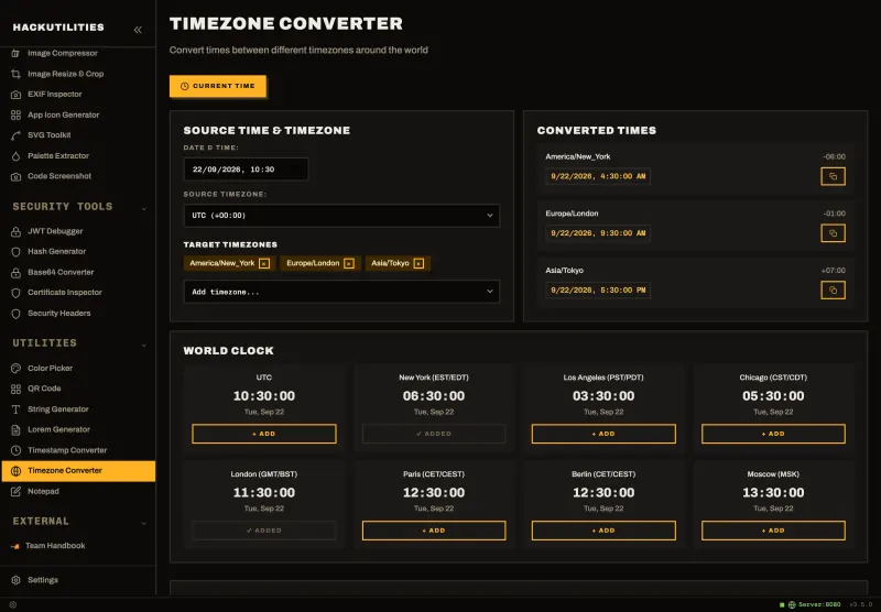 Timezone Converter in HackUtilities
