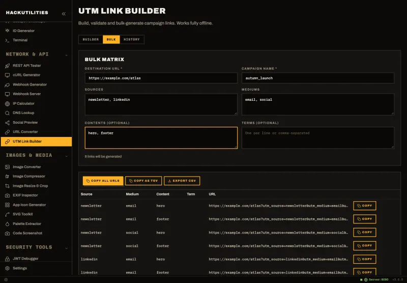 HackUtilities: Bulk campaign links