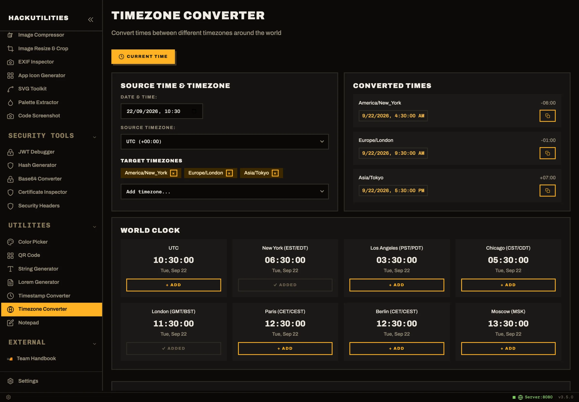 HackUtilities: Timezone Converter