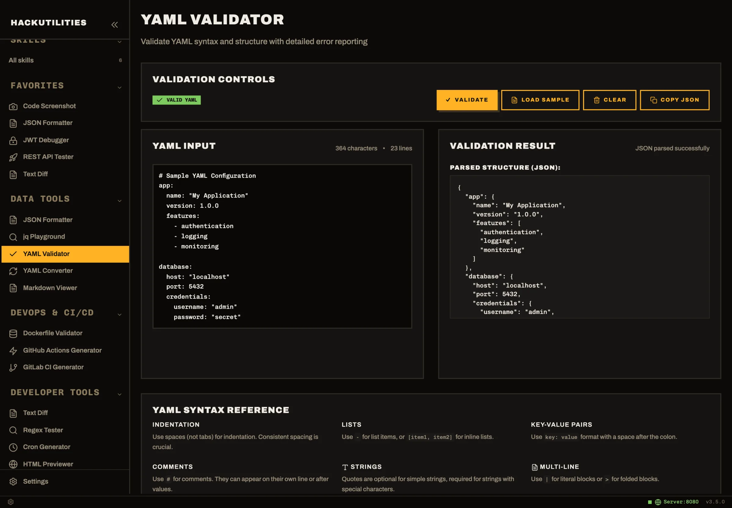 HackUtilities: YAML Validator