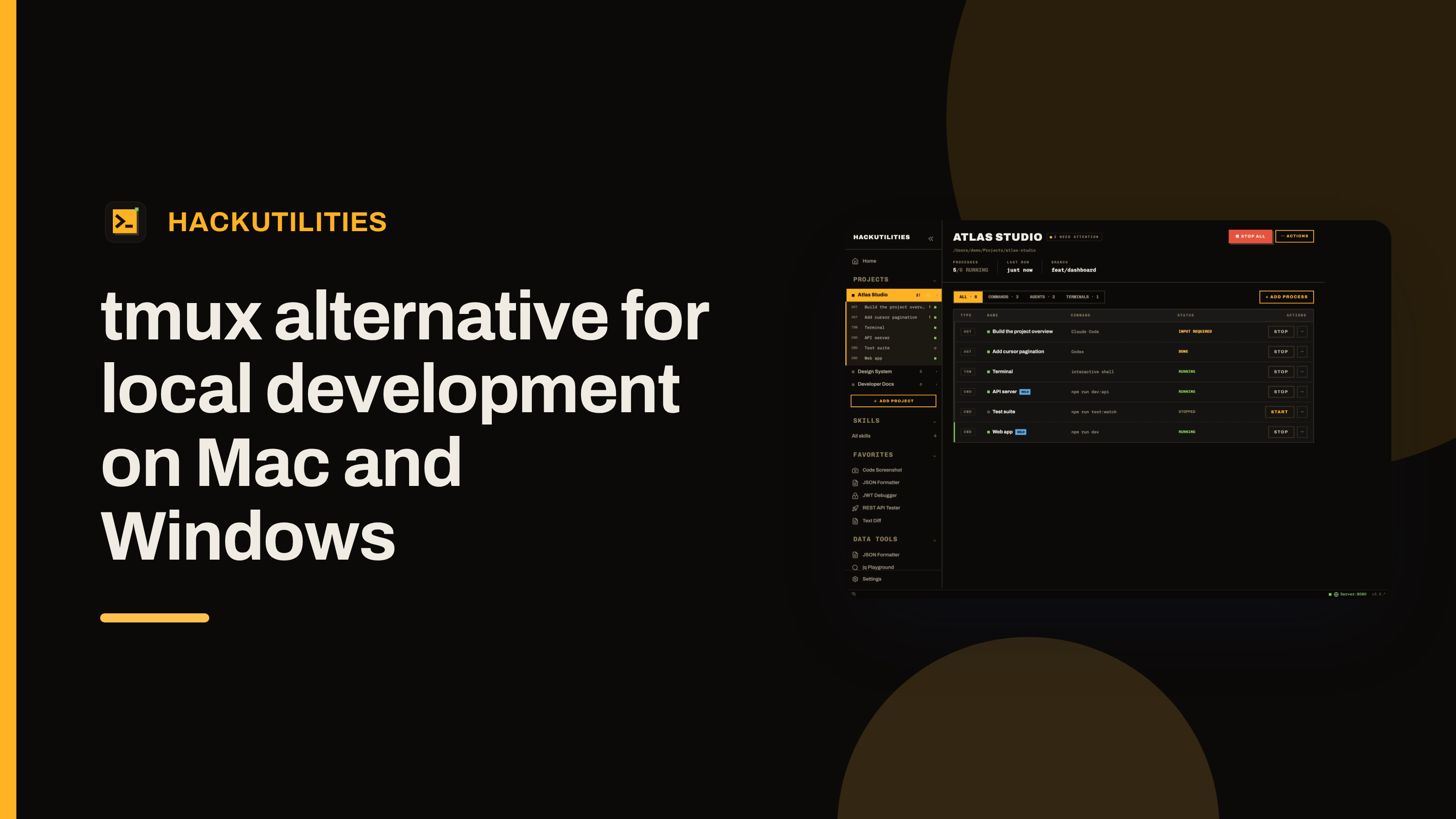 tmux alternative for local development on Mac and Windows